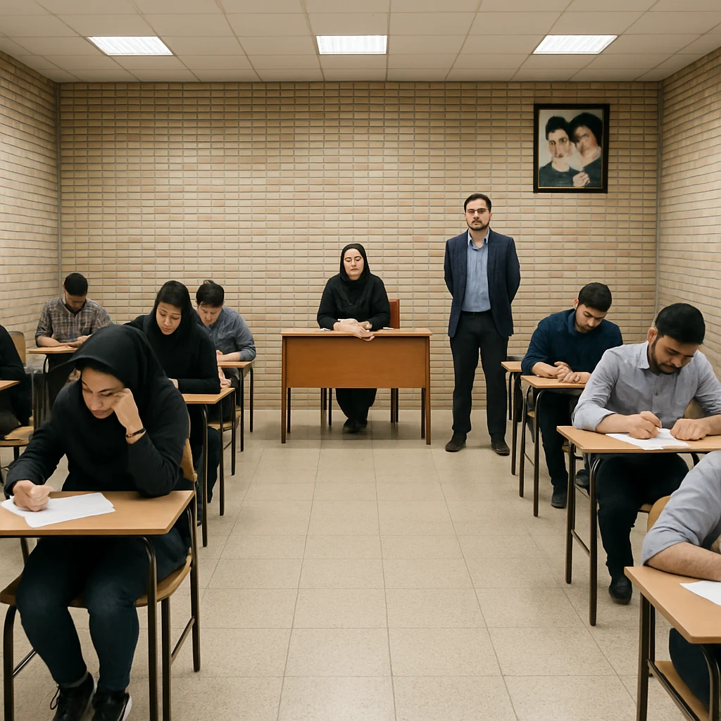 سالن آزمون آیلتس با دانشجویان ایرانی
