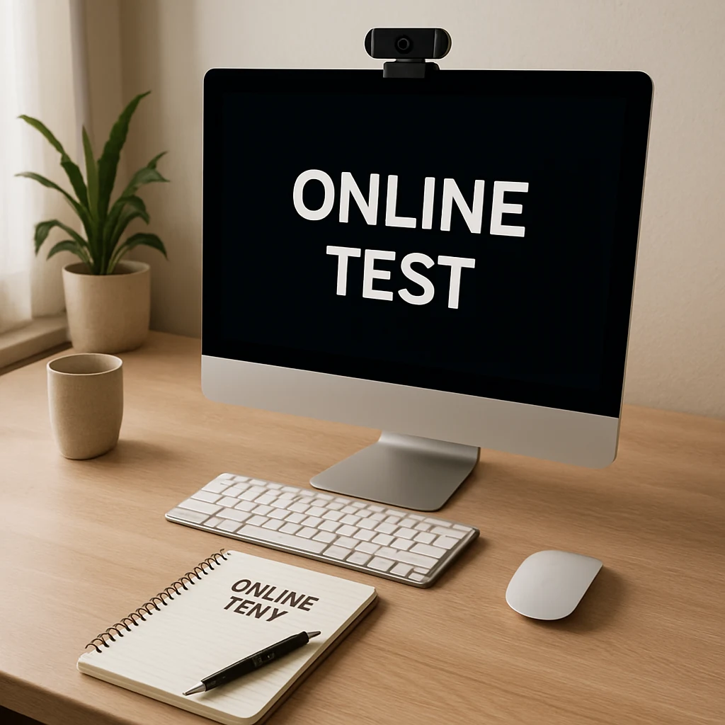 میز کار خانگی آماده برای آزمون آنلاین