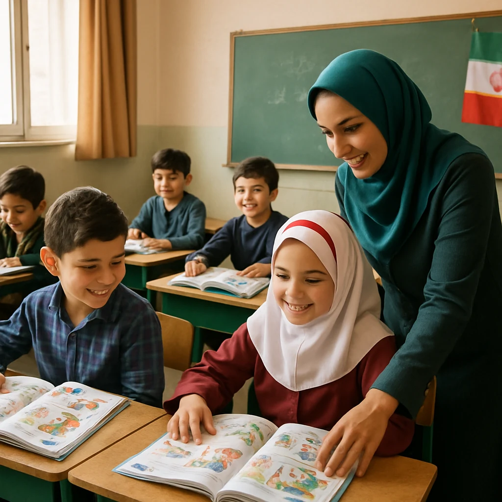 کلاس زبان انگلیسی کودکان با کتاب Family and Friends 1 و معلم